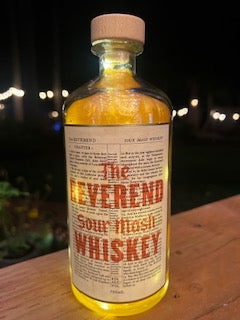 The Reverend Sour Mash Whiskey Gold Resin Bottle Light